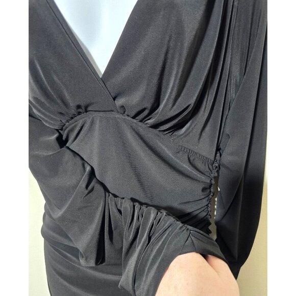 Norma Kamali Dress Sz L/40 Tara Midi Ruched Off Shoulder Black Elegant Cocktail - Picture 12 of 13
